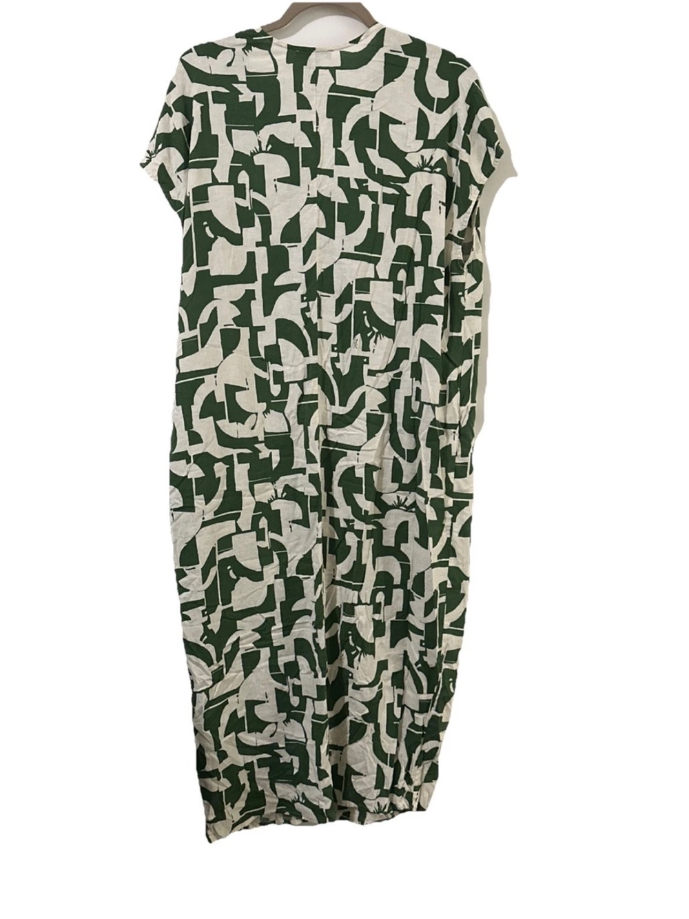 UNIVERSAL STANDARD maxiDress Womens Sz XS V Neck Short Sleeve Pockets 55% Linen - Picture 2 of 10